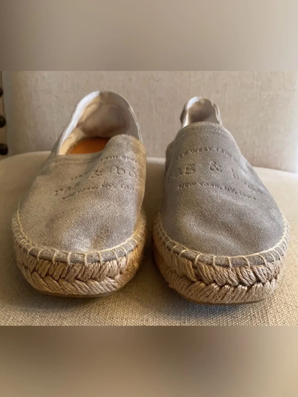 Rag & Bone Light Grey Suede Espadrille Flats